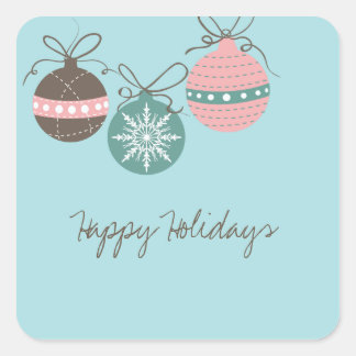 Kerst Ornamenten Vakantie Sticker-blauw Vierkante Sticker