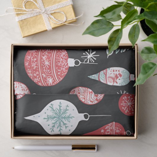 Kerst Ornamenten Zwart Tissuepapier (Geschenk)