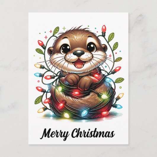 Kerst otter kerst briefkaart (Voorkant)