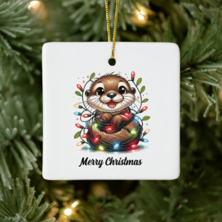 Kerst otter kerst keramisch ornament