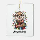 Kerst otter kerst keramisch ornament (Links)