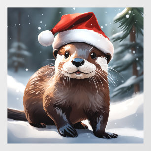 Kerst otter venster vastklampen raamsticker