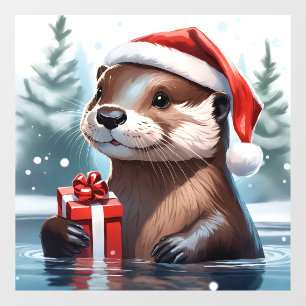 Kerst otter venster vastklampen raamsticker