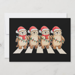 Kerst Otter Xmas Lichtjes Santa Hoed Vakantie Feestdagenkaart