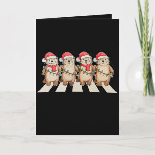 Kerst Otter Xmas Lichtjes Santa Hoed Vakantie Kaart