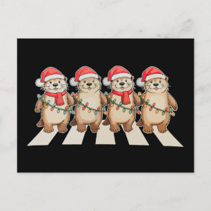 Kerst Otter Xmas Verlichting Santa Hoed Feestdag Feestdagenkaart