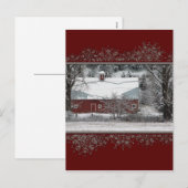 Kerst Oude Rode Schuur in het Sneeuw Briefkaart (Voorkant / Achterkant)