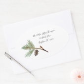 Kerst Ovaal Adres Sticker - Pine tak (Envelop)