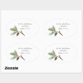 Kerst Ovaal Adres Sticker - Pine tak (Vel)