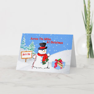 Kerst, Over de Mijlen, Sneeuwman, Gift, Sneeuw Feestdagen Kaart