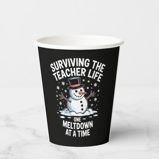 Kerst Overlevende Leraar Leven Meltdown Kerstmis Papieren Bekers (Voorkant)