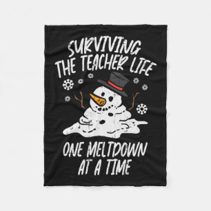 Kerst Overlevende Lerarenleven Meltdown Kerstvrouw Fleece Deken