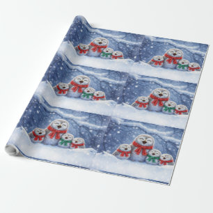 Kerst Owl en Familie Schattig Cadeaupapier