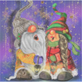 Kerst paar kabouters Stickers (Voorkant)