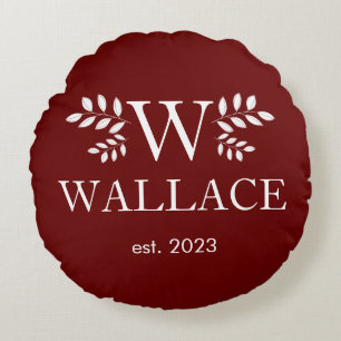 Kerst Paar vakantie monogram pasgetrouwde foto Rond Kussen