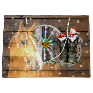 Kerst Paard Karrenwiel Cowboylaarzen Hoefijzer Groot Cadeauzakje