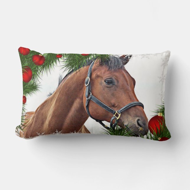 Kerst Paard Leuke Pony Equestrian Equine Kussen (Voorkant)