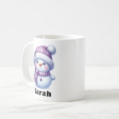Kerst Paarse Sneeuwman Custom Name Koffiemok (Voorkant links)