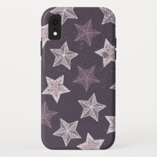 Kerst paarse sneeuwvlok sterren patroon iPhone XR hoesje