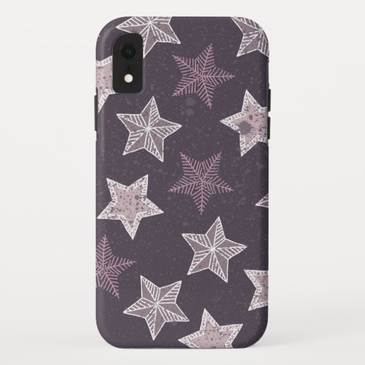 Kerst paarse sneeuwvlok sterren patroon Case-Mate iPhone case (Achterkant)