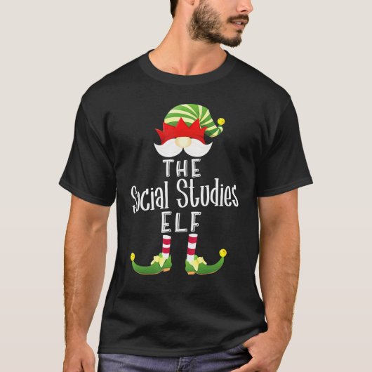 Kerst-Pajama Partij voor Sociale Studies Elf Group T-shirt (Voorkant)