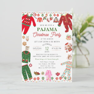 Kerst Pajama Party Waterverf Modern Kaart