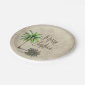 Kerst Palm Elegant Merry Papieren Bordje (Gekanteld)