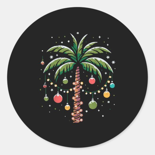 Kerst Palm Kokosnoot Tree Xmas Trocal Vrouwen Mann Ronde Sticker (Voorkant)