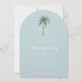 Kerst Palm Tree Boog Strand Huwelijk Monogram Kaart (Voorkant)