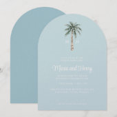 Kerst Palm Tree Boog Strand Huwelijk Monogram Kaart (Voorkant / Achterkant)
