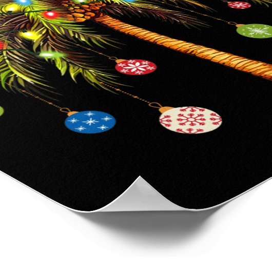 Kerst Palm Tree Light Hawaiian Tropical Xmas 1 Poster (Hoek)