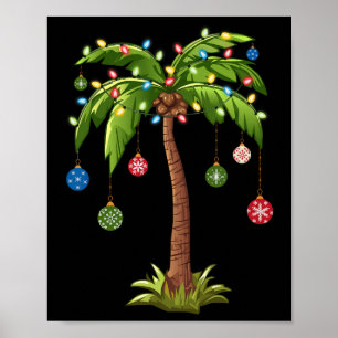 Kerst Palm Tree Light Hawaiian Tropical Xmas 1 Poster