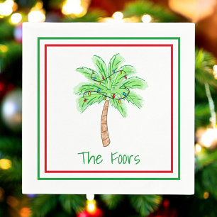 Kerst Palm Tree Lights Border Custom Servet