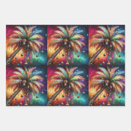 Kerst Palm Tree Tropical Beach Decoupage Inpakpapier Vel (Voorkant 2)