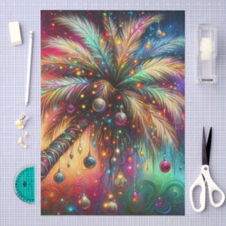 Kerst Palm Tree Tropical Beach Decoupage Tissuepapier