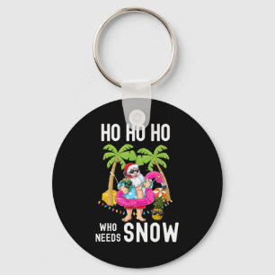 Kerst Palmboom Kerstman Surft Zomer Strand Vakanti Sleutelhanger
