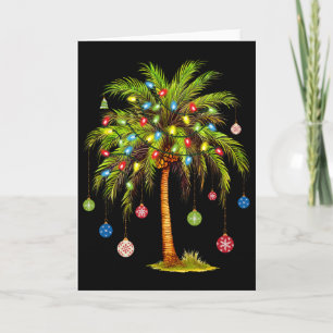 Kerst Palmboom Licht Hawaiaans Tropisch Kerstmis 1 Kaart