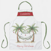 Kerst Palmboom Met Hangmat Aan De Kust Schort (Voorkant)