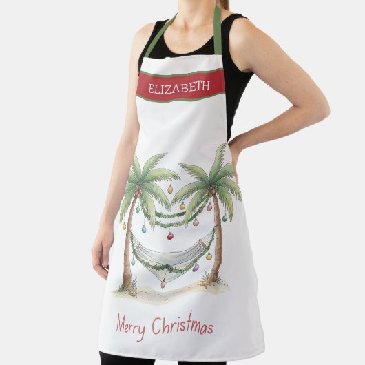 Kerst Palmboom Met Hangmat Aan De Kust Schort (Insitu)