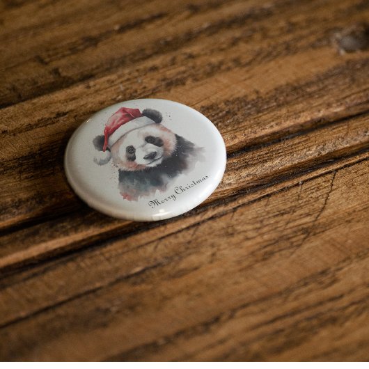 Kerst Panda, aanpasbaar Ronde Button 3,2 Cm