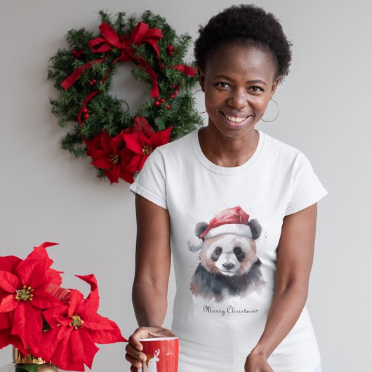 Kerst Panda, aanpasbaar T-shirt