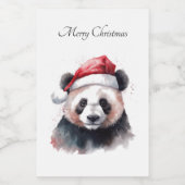 Kerst Panda, aanpasbaar Voedselcontainer Etiket (Enkel label)