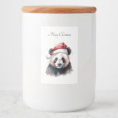 Kerst Panda, aanpasbaar Voedselcontainer Etiket (Voorkant)