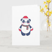 Kerst Panda Kaart (Gele Bloem)