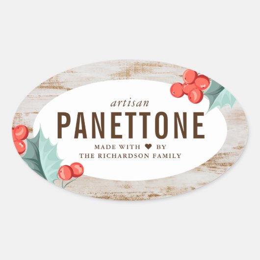 Kerst Panettone Brood Ovale Stickers (Voorkant)