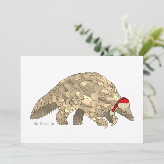Kerst Pangolin Custom Feestdagenkaart (Staand voorkant)