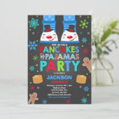 Kerst pannenkoeken en pyjama uitnodiging sneeuwman (Staand voorkant)