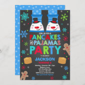 Kerst pannenkoeken en pyjama uitnodiging sneeuwman (Voorkant / Achterkant)