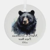 Kerst Papa Beer Dier Wildlife Dated Glas Ornament (Achterkant)