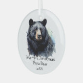 Kerst Papa Beer Dier Wildlife Dated Glas Ornament (Voorkant links)